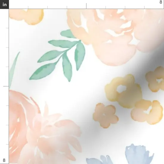 Various Fabrics by the Yard or Fat Quarter Watercolor Floral Pink Yellow Roses Flowers Medium Scale Custom Printed Fabric by Spoonflower {4}