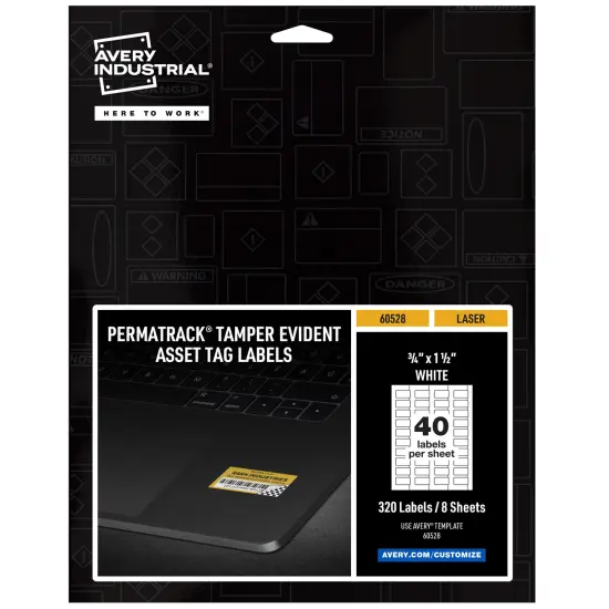 Avery PermaTrack Tamper-Evident Asset Tag Labels, 3/4" x 1-1/2", 320 Asset Tags (60528) {1}
