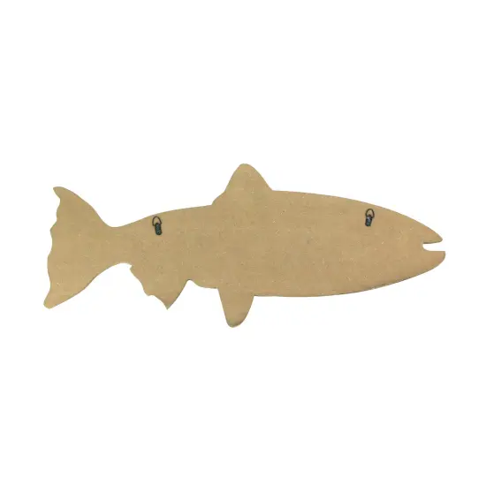 Distressed Wooden Fish Shaped 3 Hook Hanging Wall Rack 27.5 Inches Long {4}