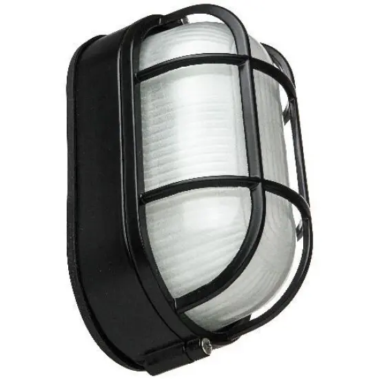 SUNLITE ODI1020 Black Oval Wall Mount Outdoor fixture w/ Clear Ribbed Glass {1}