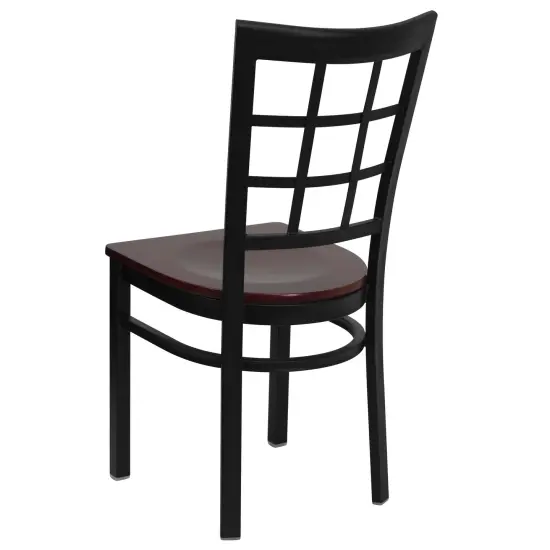 Emma and Oliver 2 Pack Window Back Metal Restaurant Chair BlackVYL/BlackMetal {8}