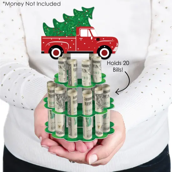 Big Dot of Happiness Merry Little Christmas Tree - DIY Red Truck Christmas Party Money Holder Gift - Cash Cake {4}