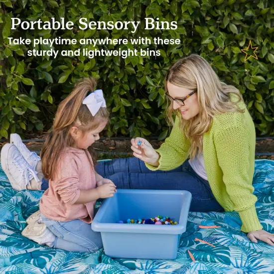 Square Bin with Lid, Storage Containers, 2-Pack Powder Blue {3}