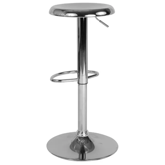 Merrick Lane Audrey Retro Style Height Adjustable Barstool with Footrest Chrome {3}