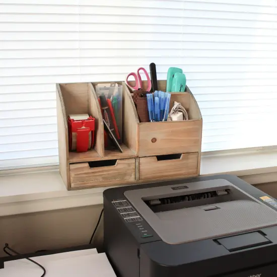 Creekview Home Emporium Wooden Office Desk Organizer Rustic Wood Desk Organizer {5}