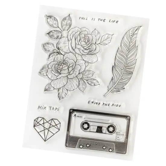 American Crafts Cedar House Clear Stamps-7/Pkg {5}