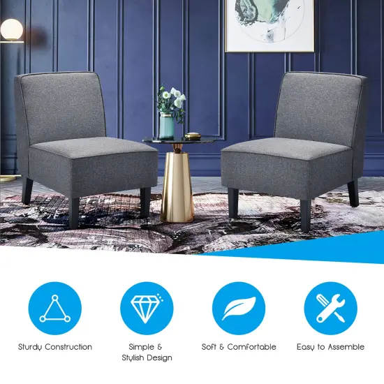 Costway Accent Chair ArmlessFabric SofaLiving Room Furniture Gray {6}