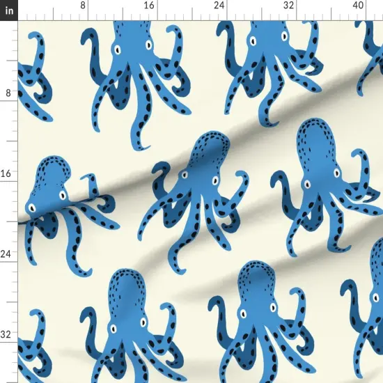 Various Fabrics by the Yard or Fat Quarter Whimsical Octopi Large Scale Coastal Nautical Beach Vacation Sea Life Custom Printed Fabric by Spoonflower {1}