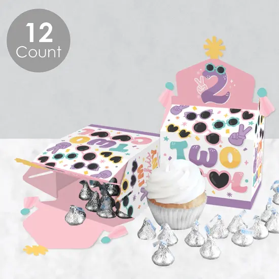 Big Dot of Happiness Two Cool - Girl - Treat Box Party Favors - Pastel 2nd Birthday Party Goodie Gable Boxes - Set of 12 {4}