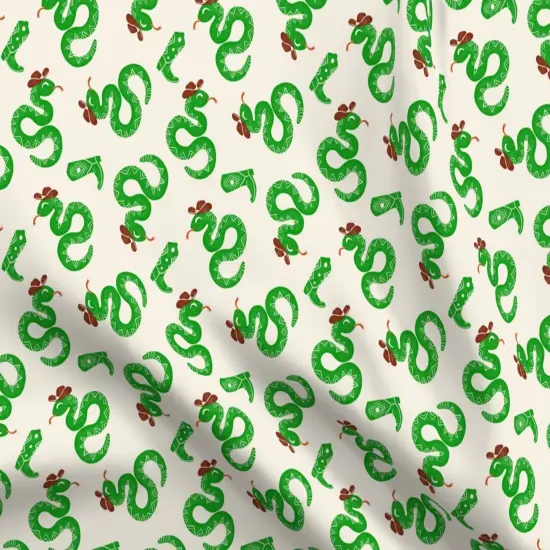 Various Fabrics by the Yard or Fat Quarter Whimsical Western Snakes Cowboy Hat Cute Desert Southwest Green Custom Printed Fabric by Spoonflower {5}