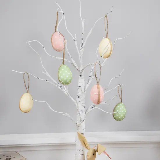Northlight Fabric Pastel Easter Egg Ornament Decorations - 5.75" - Set of 6 Green {3}