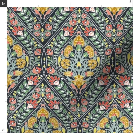 Various Fabrics by the Yard or Fat Quarter Art Nouveau Botanical Garden Arts And Crafts Colorful Multicolor Small Scale Custom Printed Fabric by Spoonflower {4}