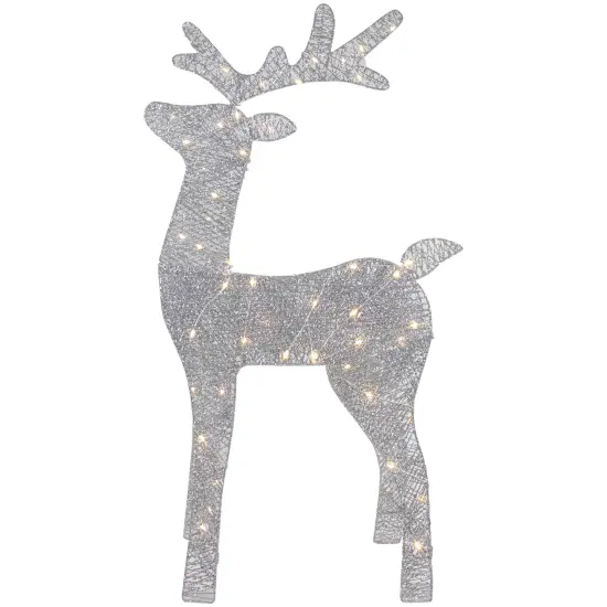Northlight LED Lighted Glitter Reindeer Outdoor Christmas Decoration - 39.5" - Warm White Silver {1}