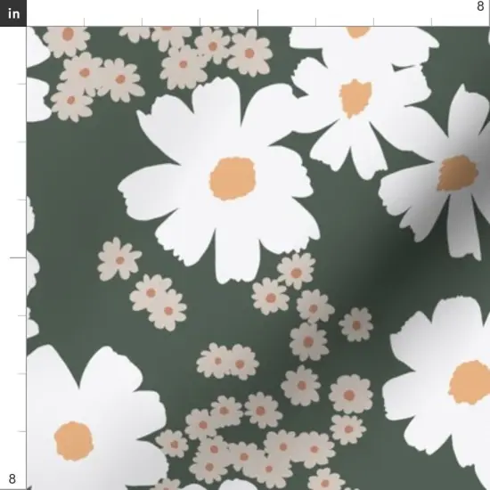 Various Fabrics by the Yard or Fat Quarter Summer Daisies Boho Daisy Flowers Green Modern Blossom Custom Printed Fabric by Spoonflower {4}