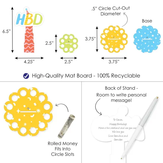 Big Dot of Happiness Party Time - DIY Happy Birthday Party Money Holder Gift - Cash Cake {4}