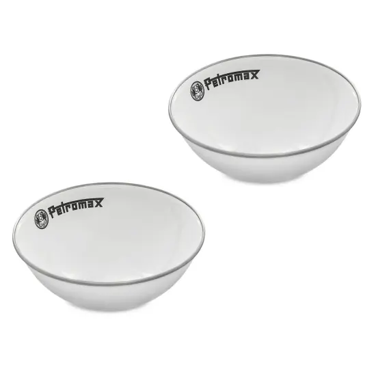 Petromax Enamelware Dinnerware Bowls, Traditional Lightweight Enameled Steel Tableware for Kitchen and Camping, Pack of 2 for Hot or Cold Food {1}