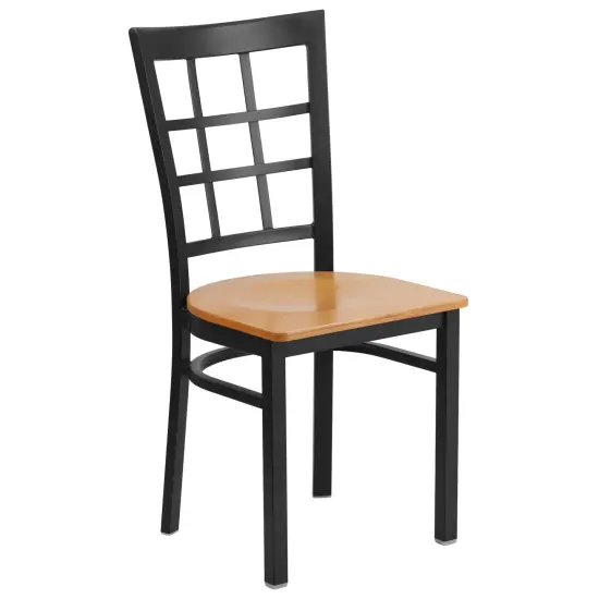 Emma and Oliver Window Back Metal Restaurant Dining Chair Natural/BlackMetal {1}