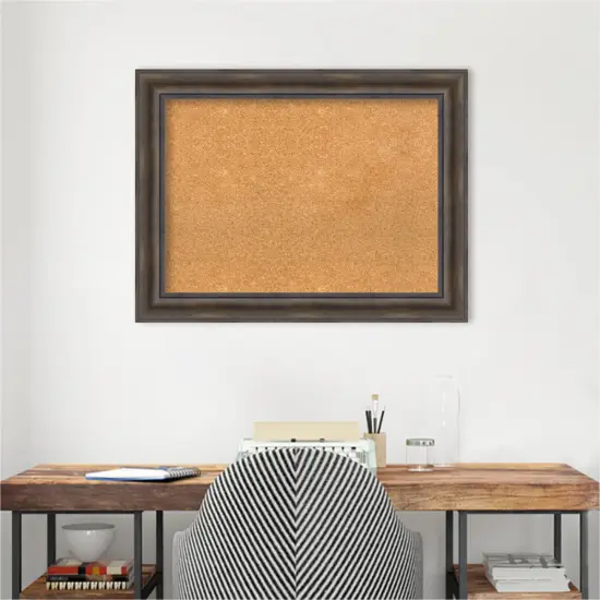 Rustic Pine Wood Framed Corkboard, Natural Cork Rustic Pine Brown {6}