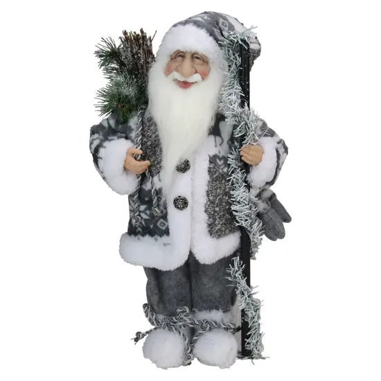 Northlight 16" Gray and White Country Santa Claus Christmas Figure {1}