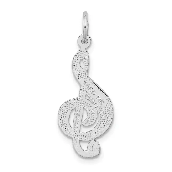 14K White Gold Treble Clef Charm Music Pendant Jewelry 28mm x 10mm {3}