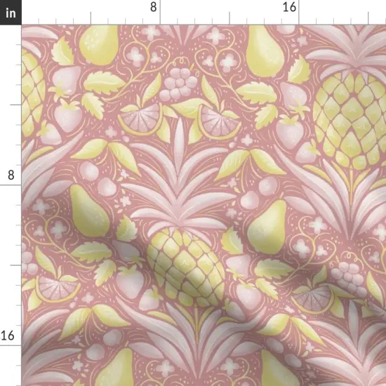 Various Fabrics by the Yard or Fat Quarter Tropical Fruit Pineapple Pear Strawberry Citrus Summer Garden Kitchen Custom Printed Fabric by Spoonflower {2}