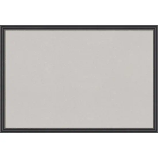 Stylish Black Narrow Wood Framed Corkboard, Grey Cork {1}