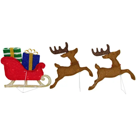 Northlight 59" Lighted Reindeer with Sleigh Christmas Decoration Brown {6}