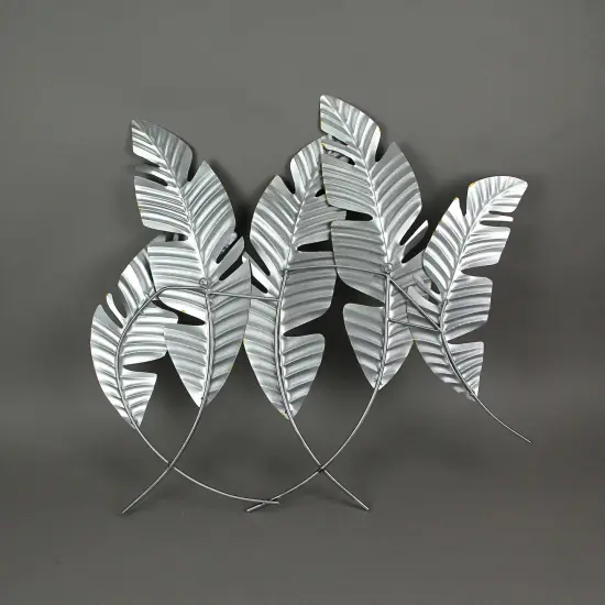 27 Inch Metal Tropical Leaf Wall Hanging Sculpture Coastal Plant Art Home Decor {7}