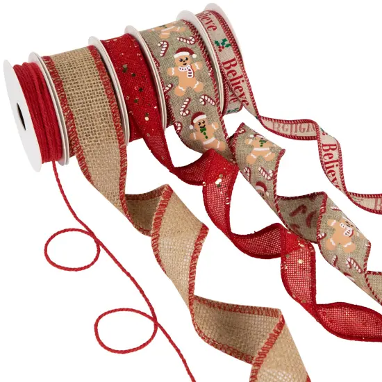 Northlight Set of 5 Gingerbread Matching Themed Craft Christmas Ribbons 1.5" x 3 Yards Brown {5}