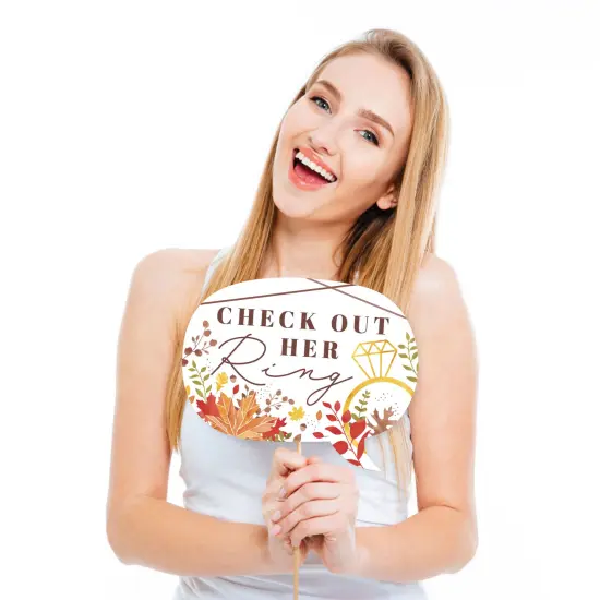 Big Dot of Happiness Fall Foliage Bride - Autumn Leaves Bridal Shower and Wedding Party Photo Booth Props Kit - 20 Count {4}