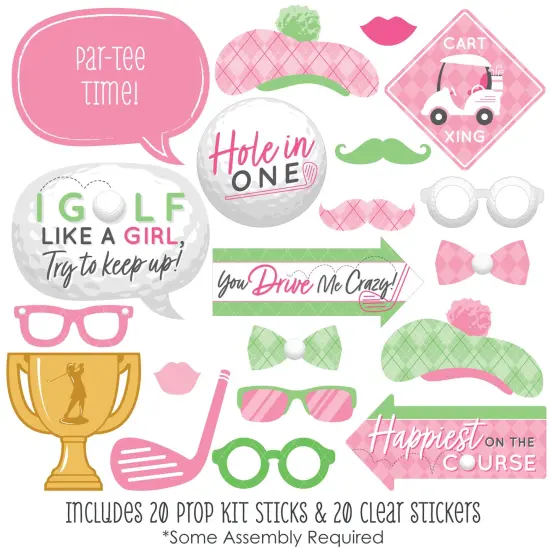 Big Dot of Happiness Golf Girl - Pink Birthday Party or Baby Shower Photo Booth Props Kit - 20 Count {3}