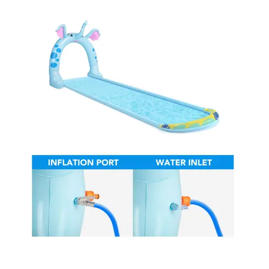Pool Central 16' Inflatable Elephant Arch Sprayer Slide Outdoor Kids Water Toy Blue {4}