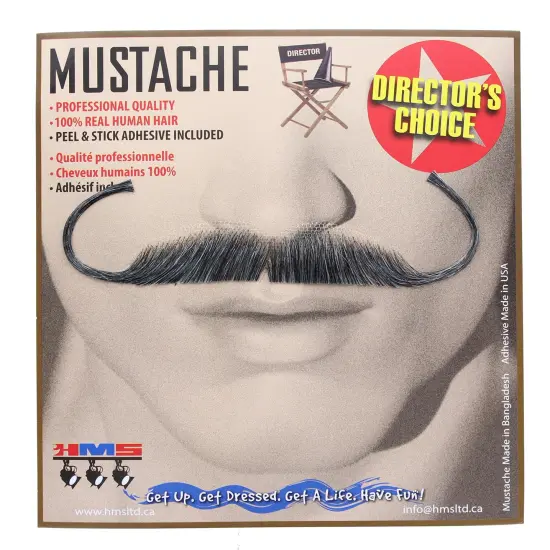 Aristocrat Grey Real Human Hair Adult Costume Moustache {3}