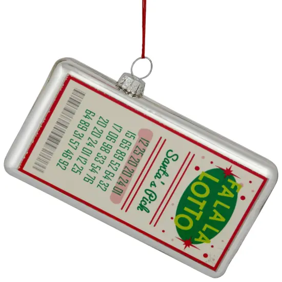Northlight Glass "Fa La La Lotto Santa's Pick" Hanging Christmas Ornament - 4.25" - Silver {6}