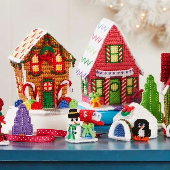 HerrschnersNorth Pole Village Plastic Canvas Kit Multi {3}