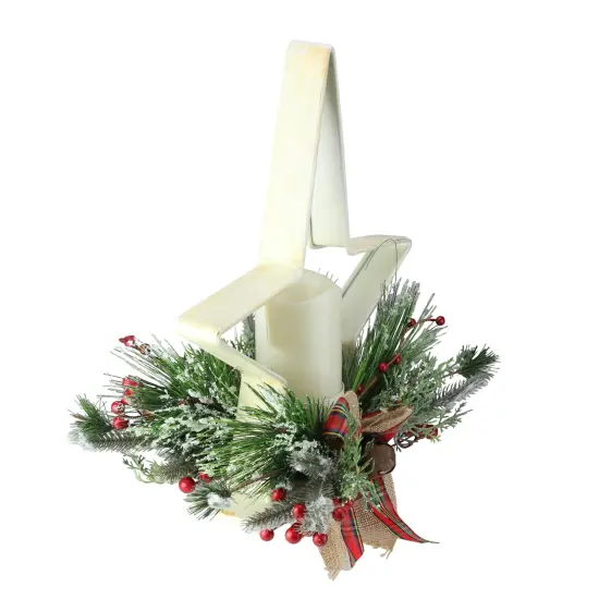 Gerson 15" Battery Operated White and Green Christmas Star Candle Holder {3}