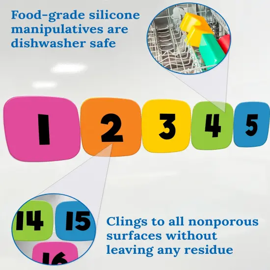 Carson Dellosa 30-Piece Dry Erase Number Edu-Clings Set, 3.5" Silicone 1-30 Math Manipulatives, Counting, Addition, and Subtraction Educational Games and Mathematics Practice {4}