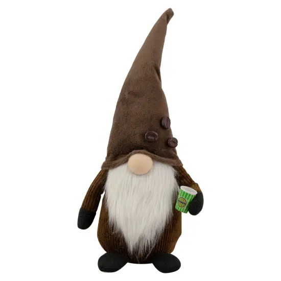 Northlight 14.5" Brown Coffee Bean Gnome with Coffee Cup {1}