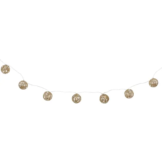 Northlight Battery Operated LED Wire Ball Christmas Lights - Warm White - 8' Clear Wire - 10ct Gold {1}