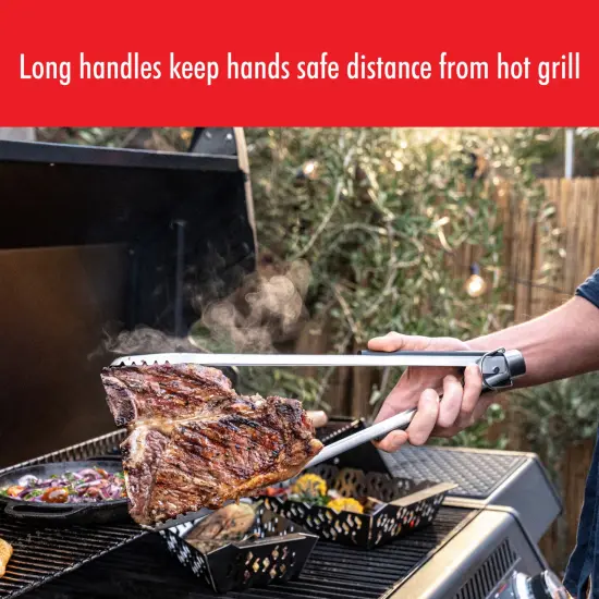 ZWILLING BBQ+ 16 inch Triple Rivet Stainless Steel Locking Grill Tongs {5}