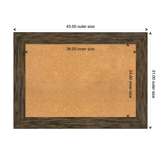 Fencepost Wood Framed Corkboard, Natural Cork Fencepost Brown {3}