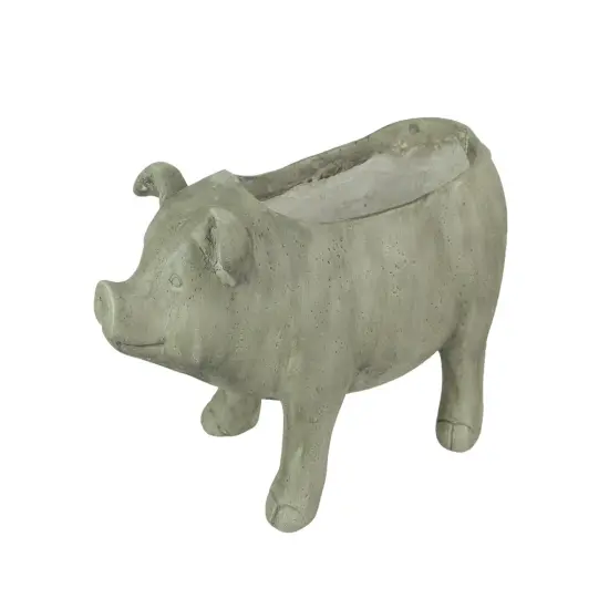 17 Inch Long Rustic Finish Smiling Pig Planter {6}