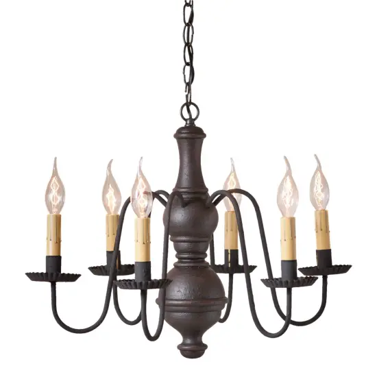 Irvin's Country Tinware Medium Chesterfield Chandelier in Americana Black {1}