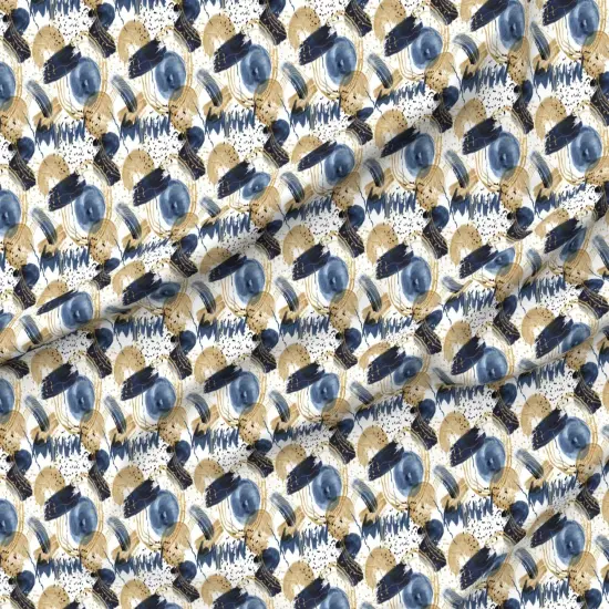 Various Fabrics by the Yard or Fat Quarter Watercolor Abstract Nautical Hand Painted Brushstroke Circles Custom Printed Fabric by Spoonflower {6}