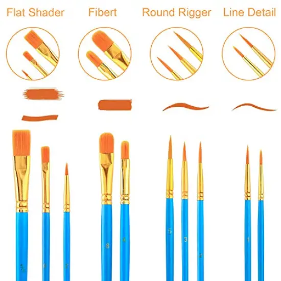 Painting Brush Palette Set, with 6 Packs of 60 Brushes and 6 Palettes,Nylon Brush Head, Suitable for Oil Watercolor, etc., Perfect Art Painting Set. {5}