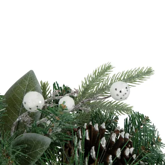 Northlight Real Touch&trade; Frosted Mixed Pine Artificial Christmas Wreath - 24" - Unlit Green {3}