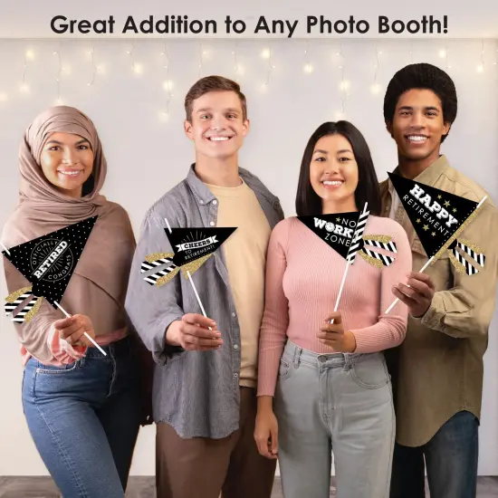 Big Dot of Happiness Happy Retirement - Triangle Retirement Party Photo Props - Pennant Flag Centerpieces - Set of 20 {6}