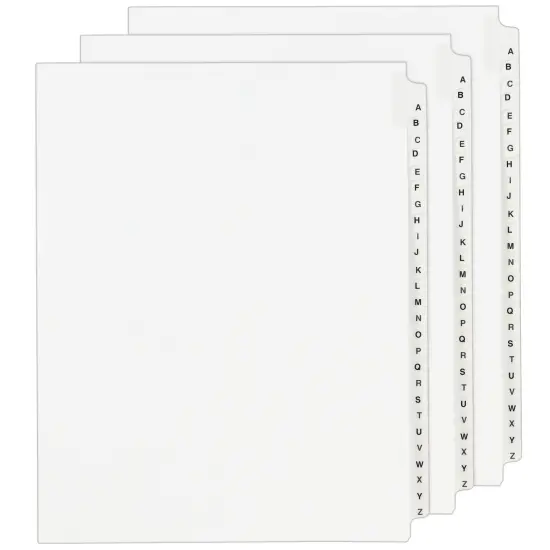 Avery Legal Exhibit Unpunched Dividers for Use with Any Binding System, Collated A-Z, 26 Side Tab Dividers Per Set, Helvetica Bold Type, 3 Sets (21866) {1}