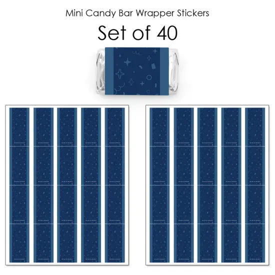Big Dot of Happiness Navy Confetti Stars - Mini Candy Bar Wrapper Stickers - Simple Party Small Favors - 40 Count {4}