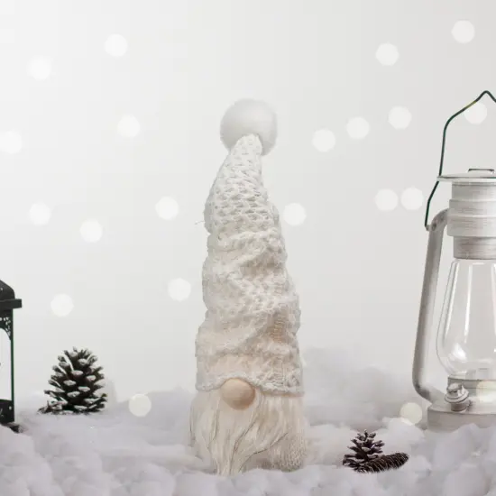 Northlight LED Lighted Knitted Sweater Hat Gnome Christmas Figure - 15" - White {3}